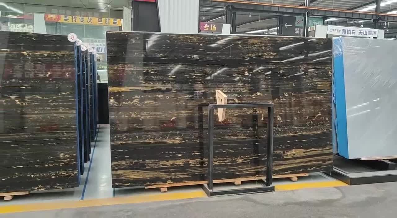 Rolan Golden Nero Portoro Marble Black Gold Flower Athens