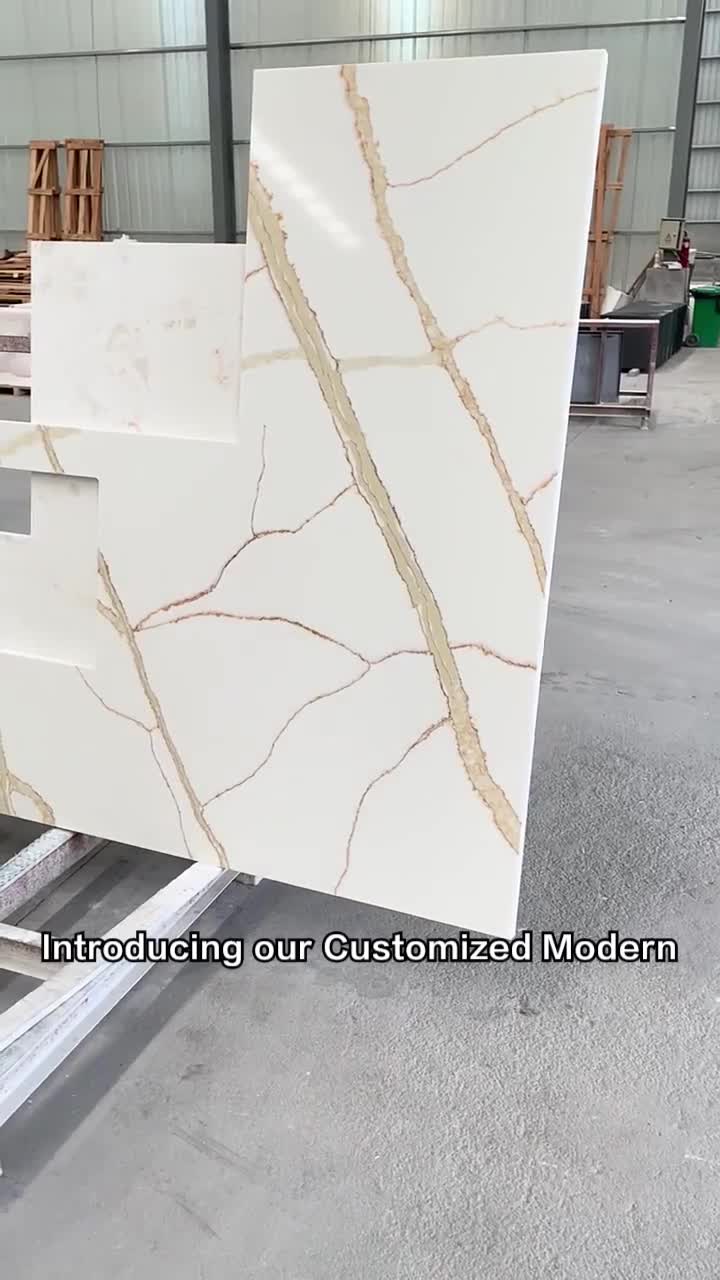Calacatta Gold Quartz Stone Kitchen Countertop