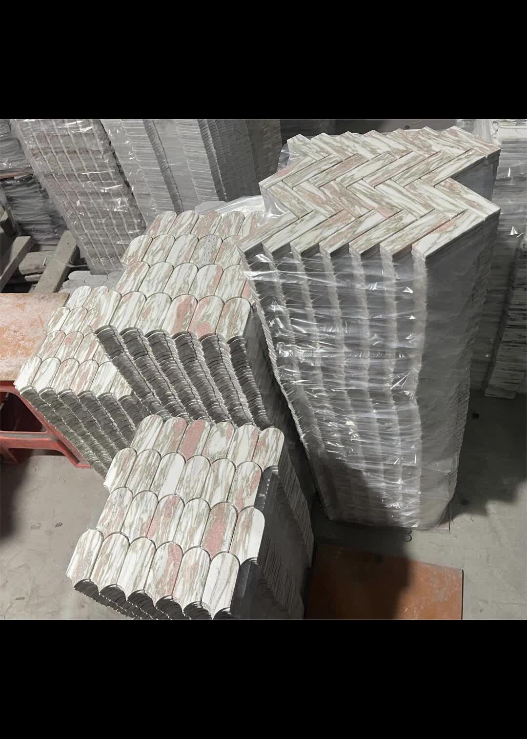 Norwegian Rose Marble Mosaic Tiles