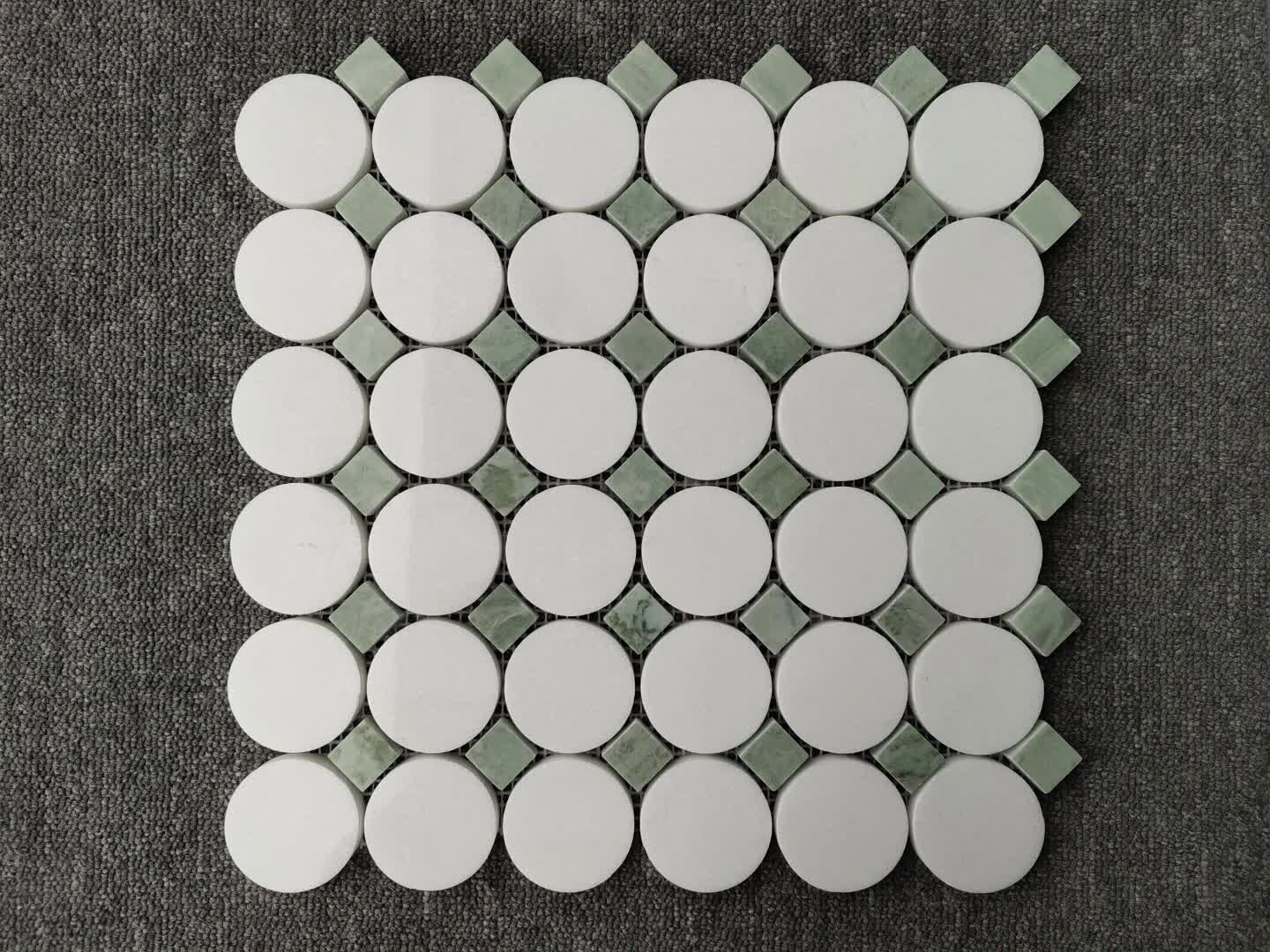 Thassos White Marble Round Mosaic Tiles
