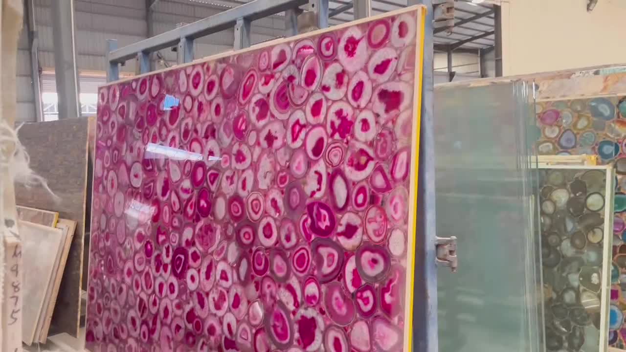 Pink Agate Semi Precious Stone Slabs