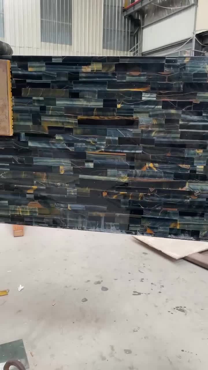 Semi Precious Stone Wall Blue Tiger Eye Slab