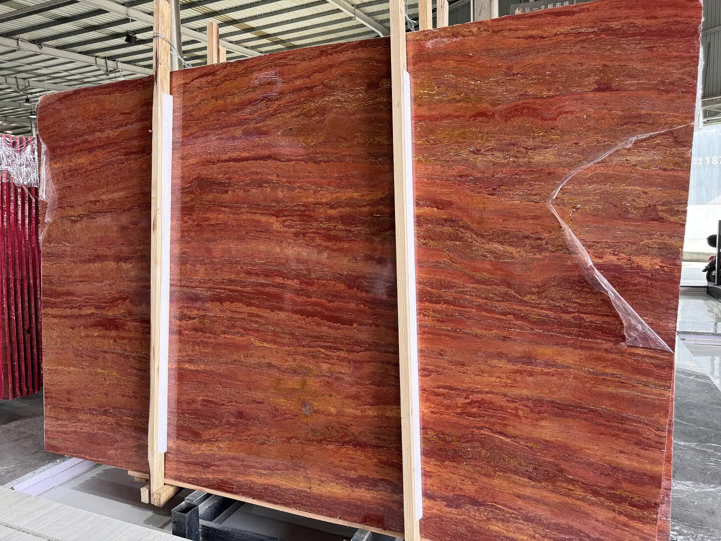 Red Travertine Slabs For Home Decoration