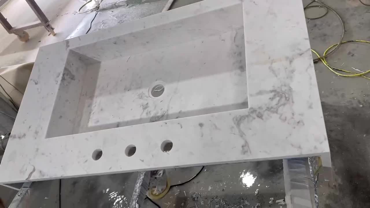 Ariston White Marble Vanity Residential Bath Tops