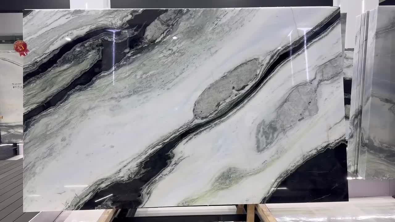 Brazil Panda White Marble Slabs Bookmatch Feature Wall
