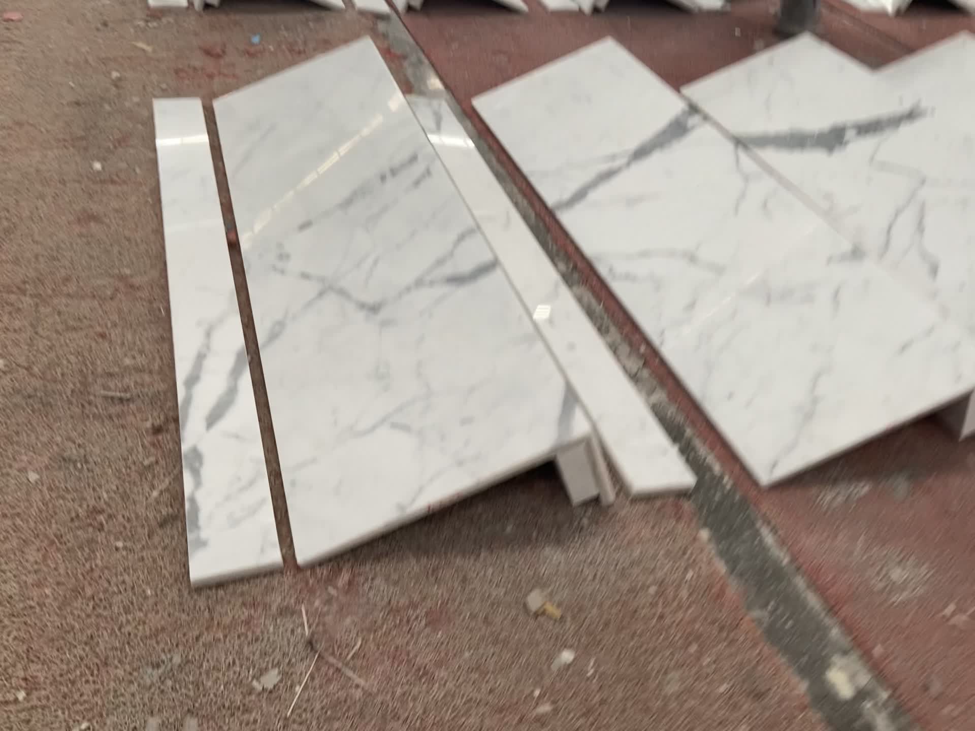 Calacatta White Marble Stairs With Step Under Light  Design