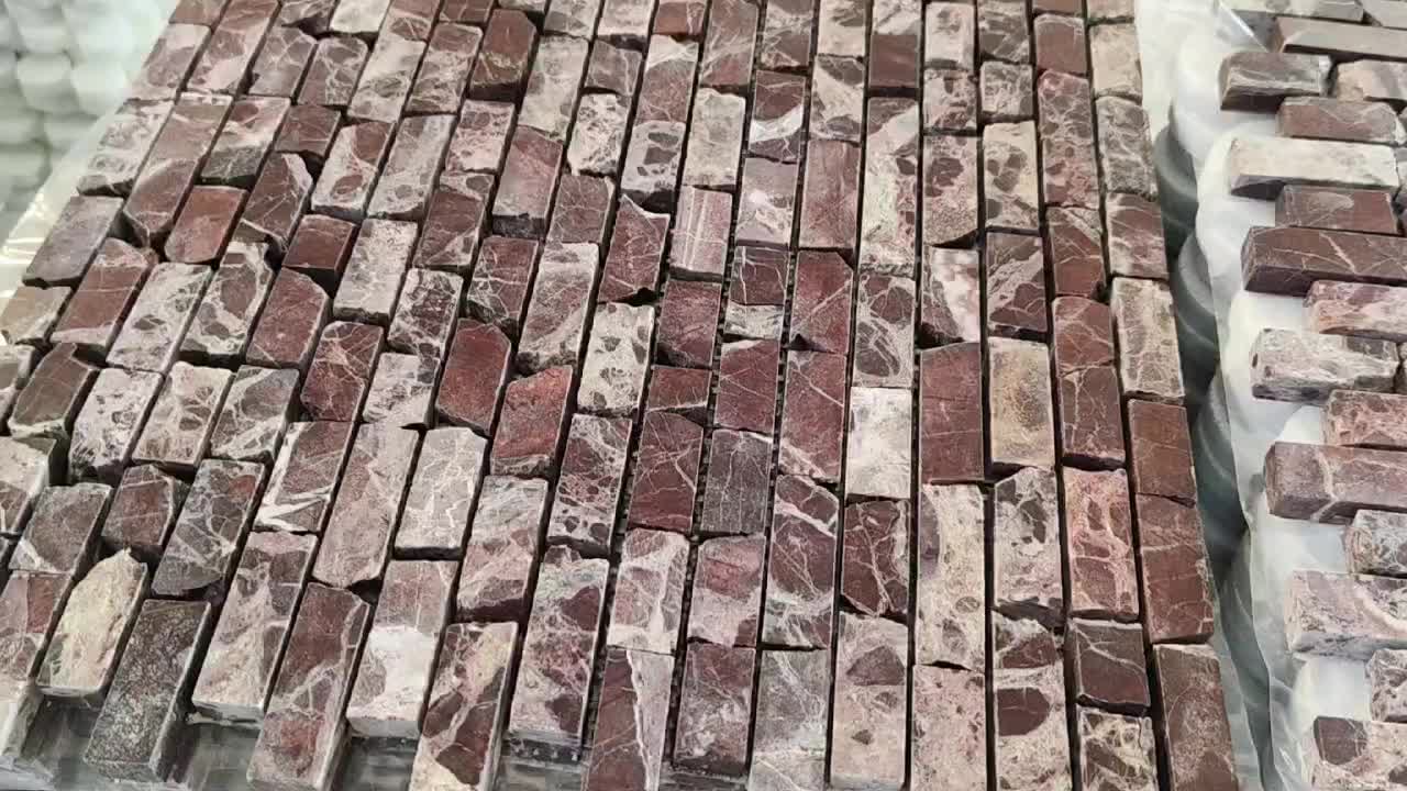 Rosso Levanto Marble Tumbled Mosaic Tiles