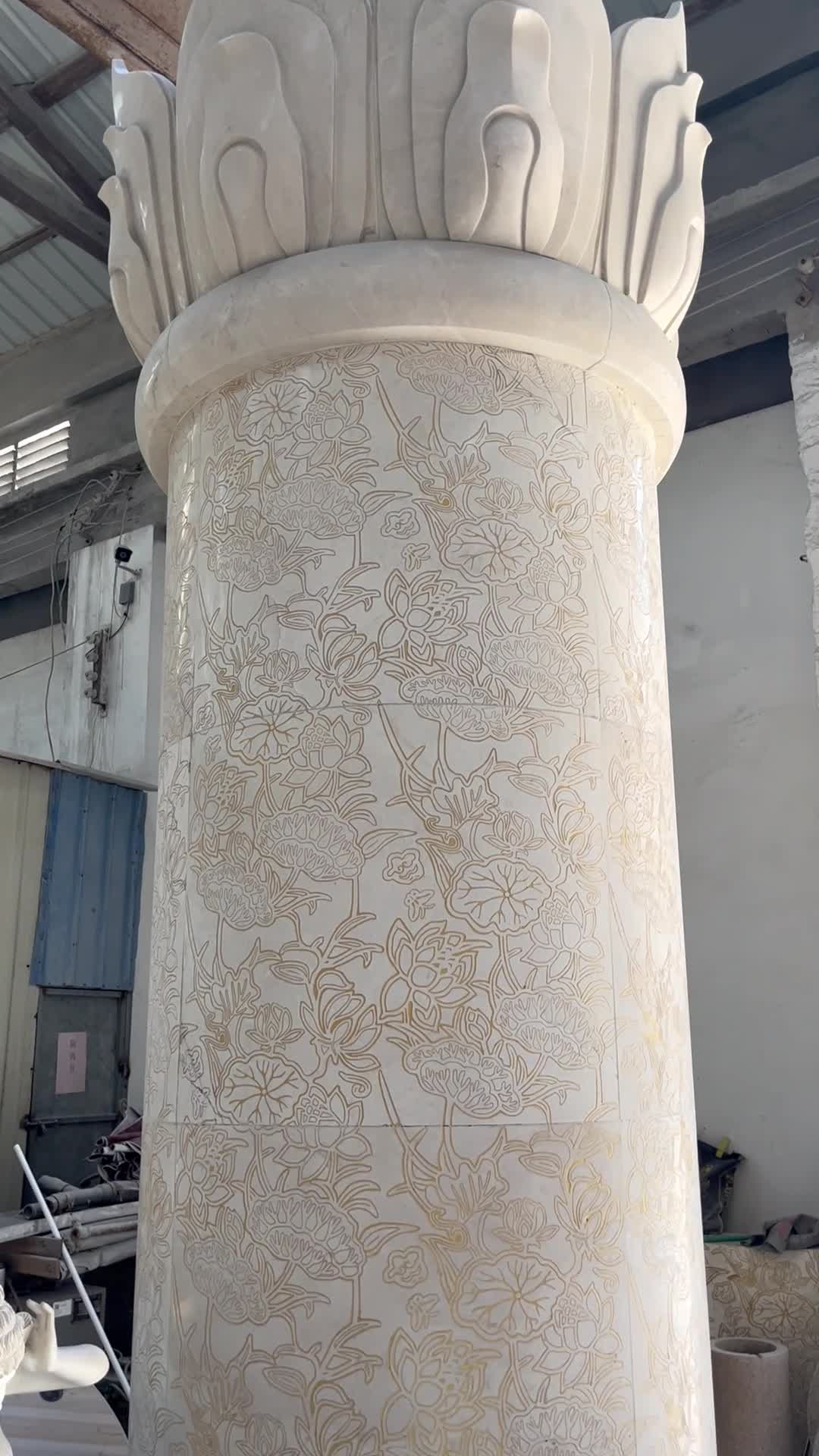 Buddha Lotus Pillar Column Natural Marble