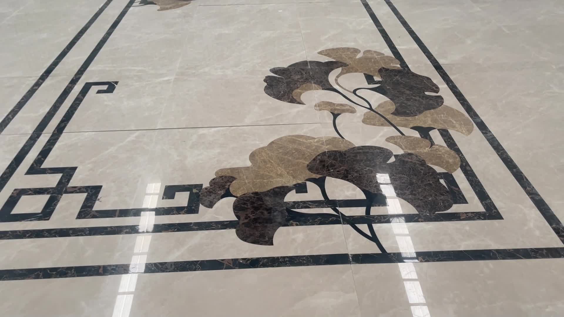 Marble Decorations Designed Ginkgo Leaves Waterjet Medallion