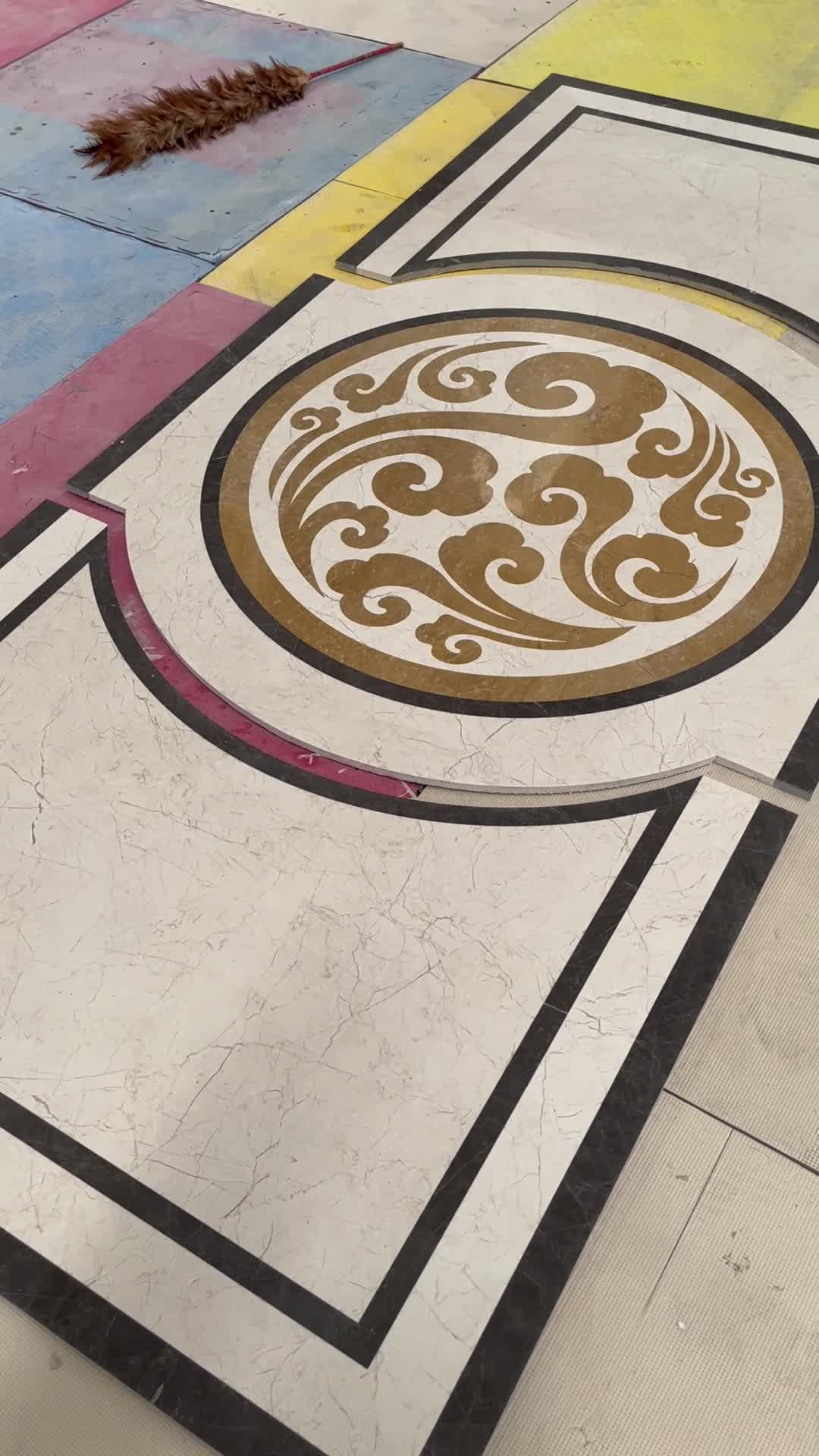 Natural Waterjet Marble Pattern Cut To Size Inlay Medallion
