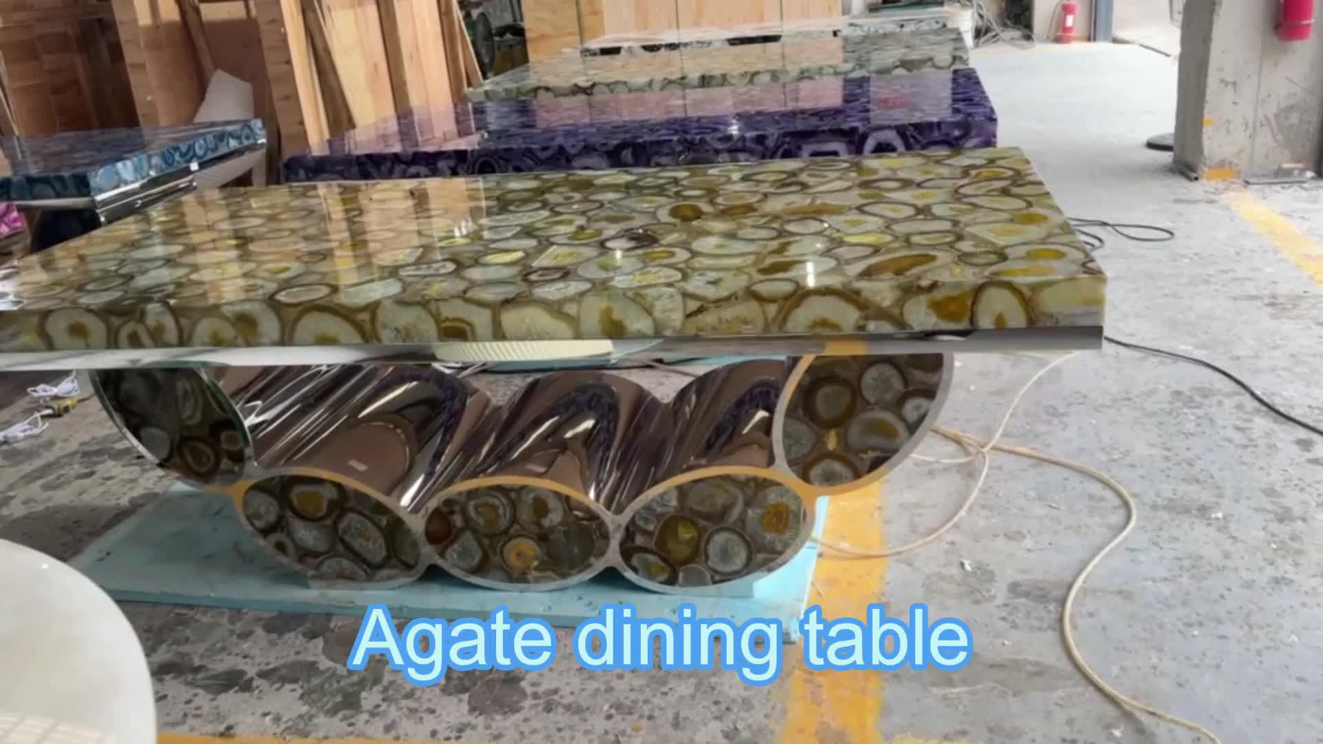 Backlit Agate Blue Dining Rectangle Solid Surface Table Tops