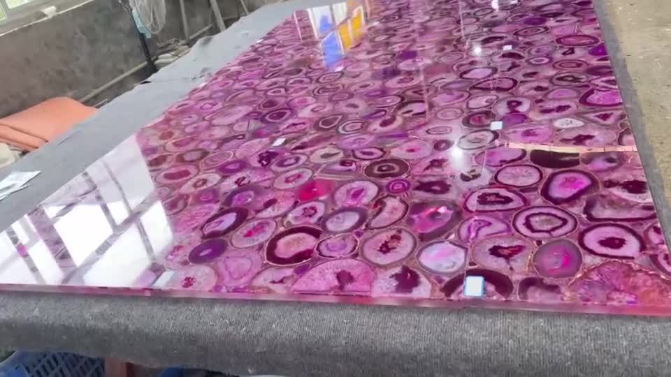 Semiprecious Stone Pink Agate Tiles Gemstone Panels