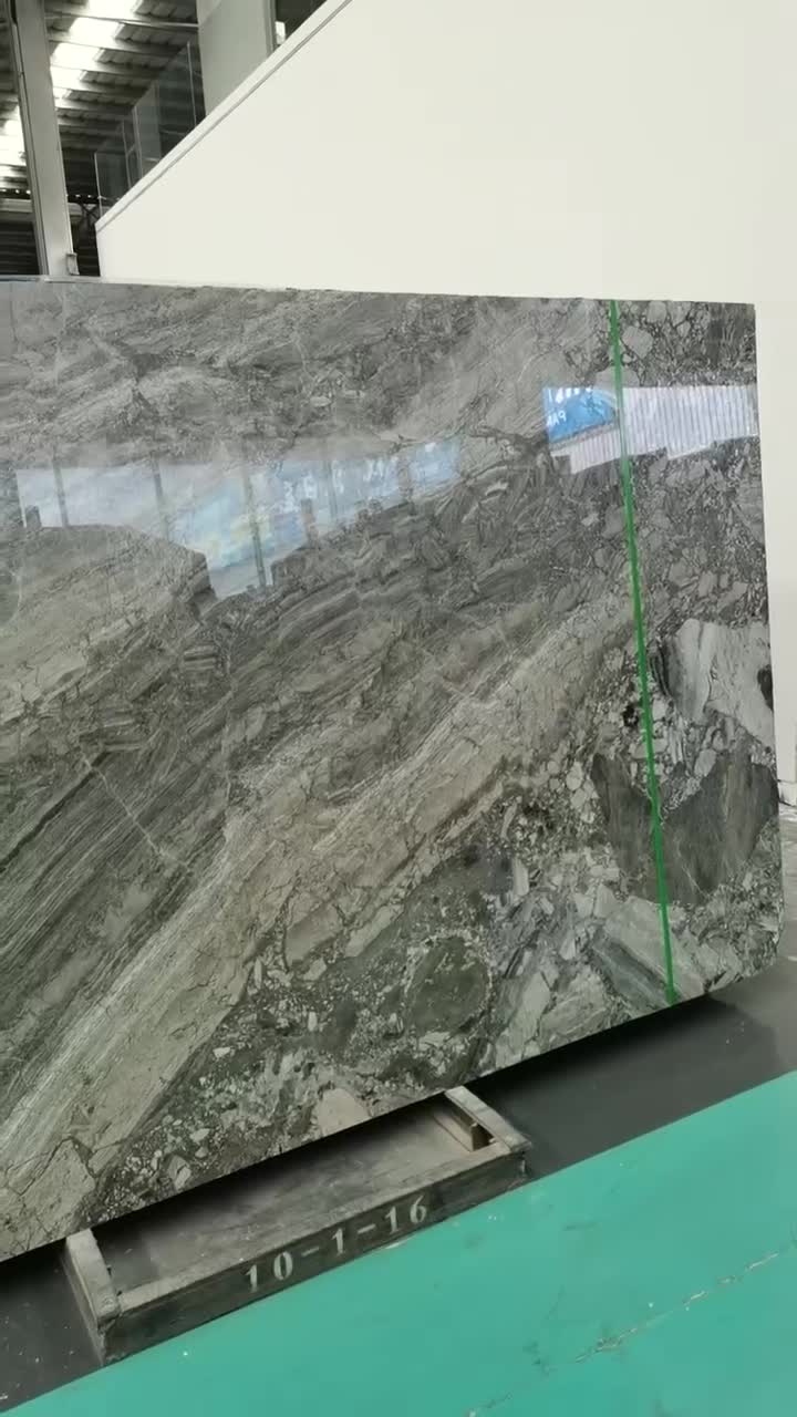 Silver Breccia Marble Slabs Bedrock Grey Fantasy Stone Tile