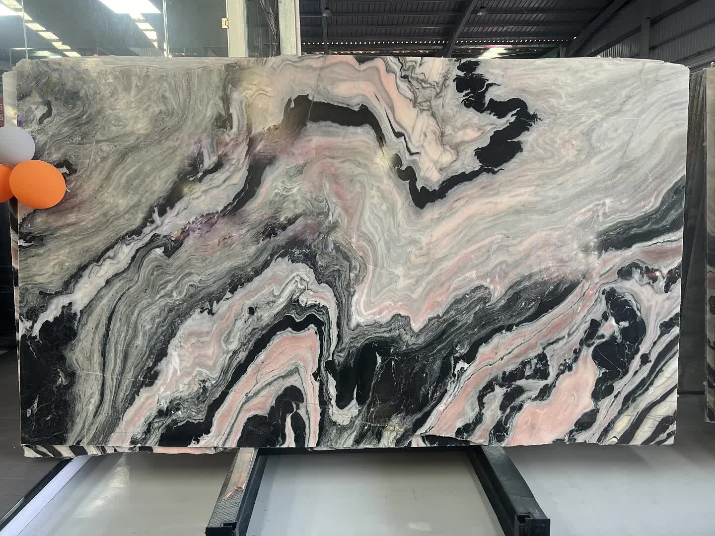 Natural Marble Panda Pink  Slabs Pattern