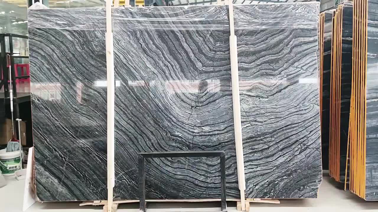 China Black Forest Natural Wooden Marble Slabs
