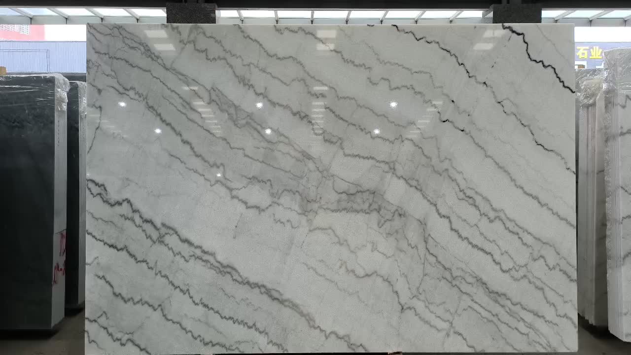 China Guangxi White Natural Marble With Gray Veins Tiles