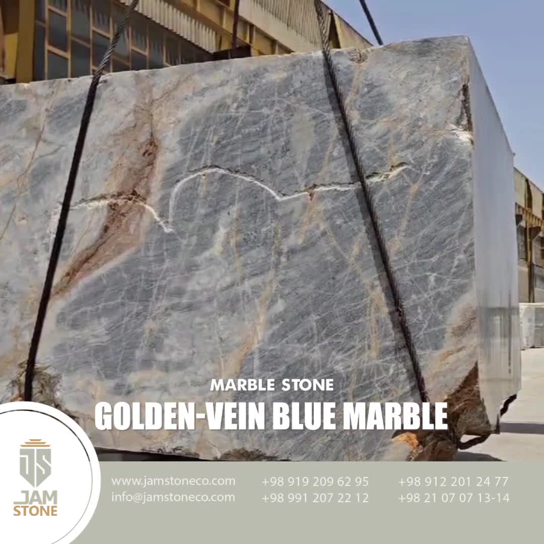 Golden Vein Blue Marble Blocks