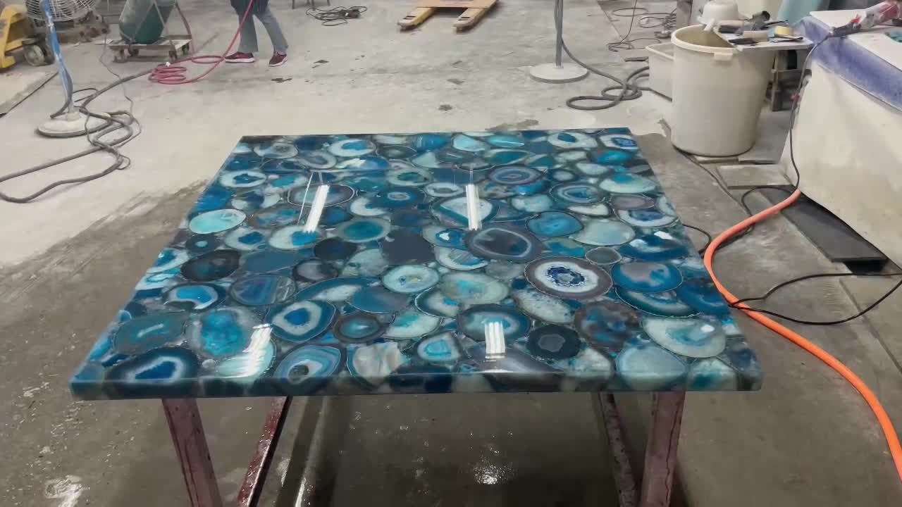 Semiprecious Stone Blue Agate Gem Stone Slabs