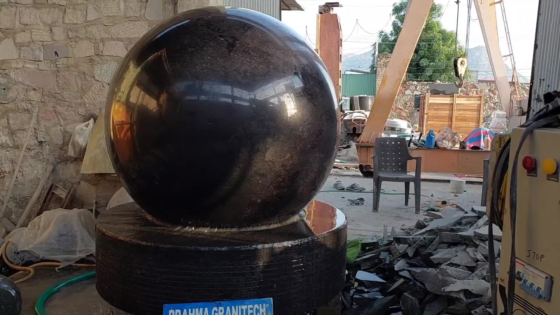Absolute Black Granite Floating Ball Fountain