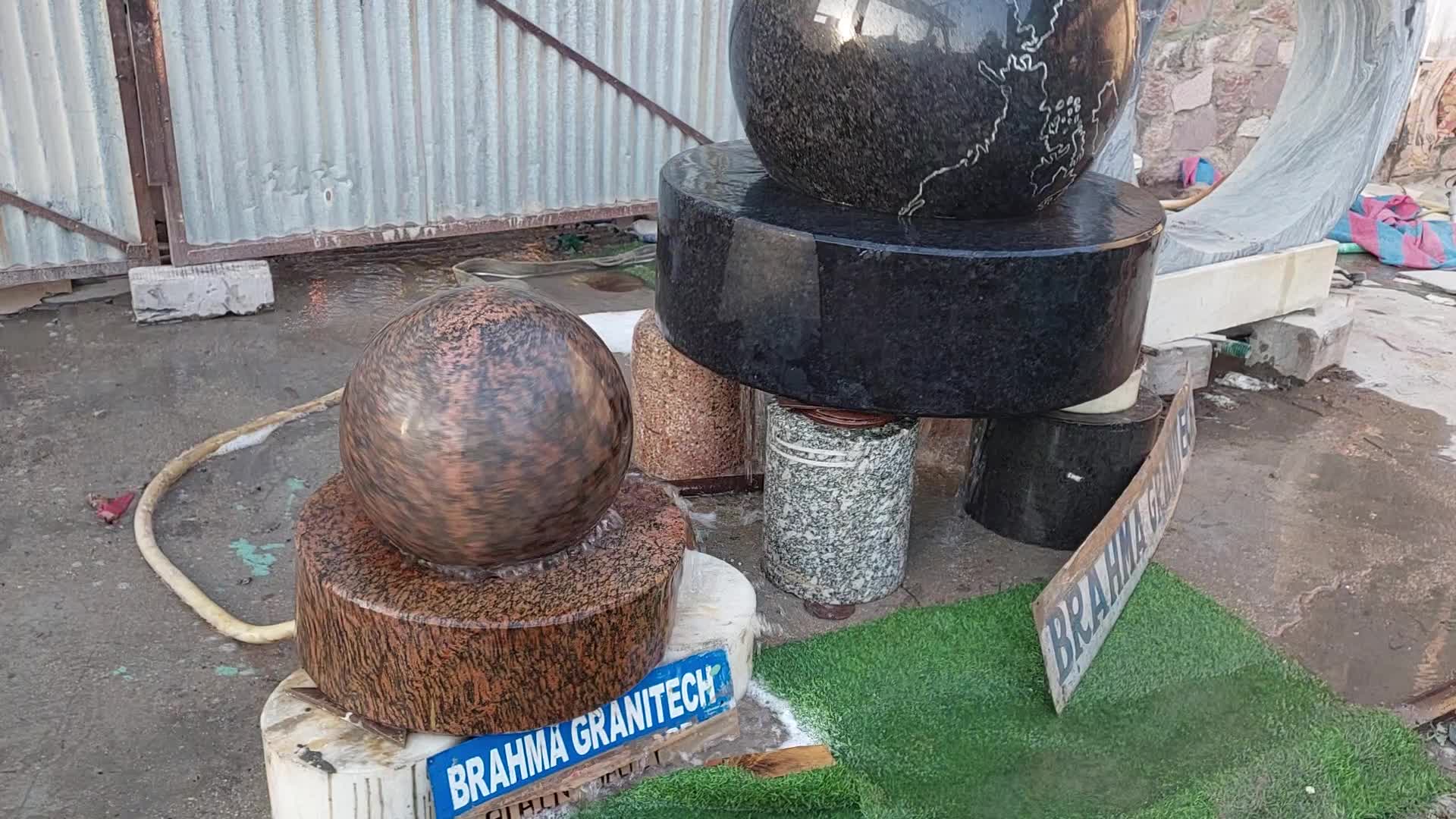 Black Granite Floating Sphere Fountain