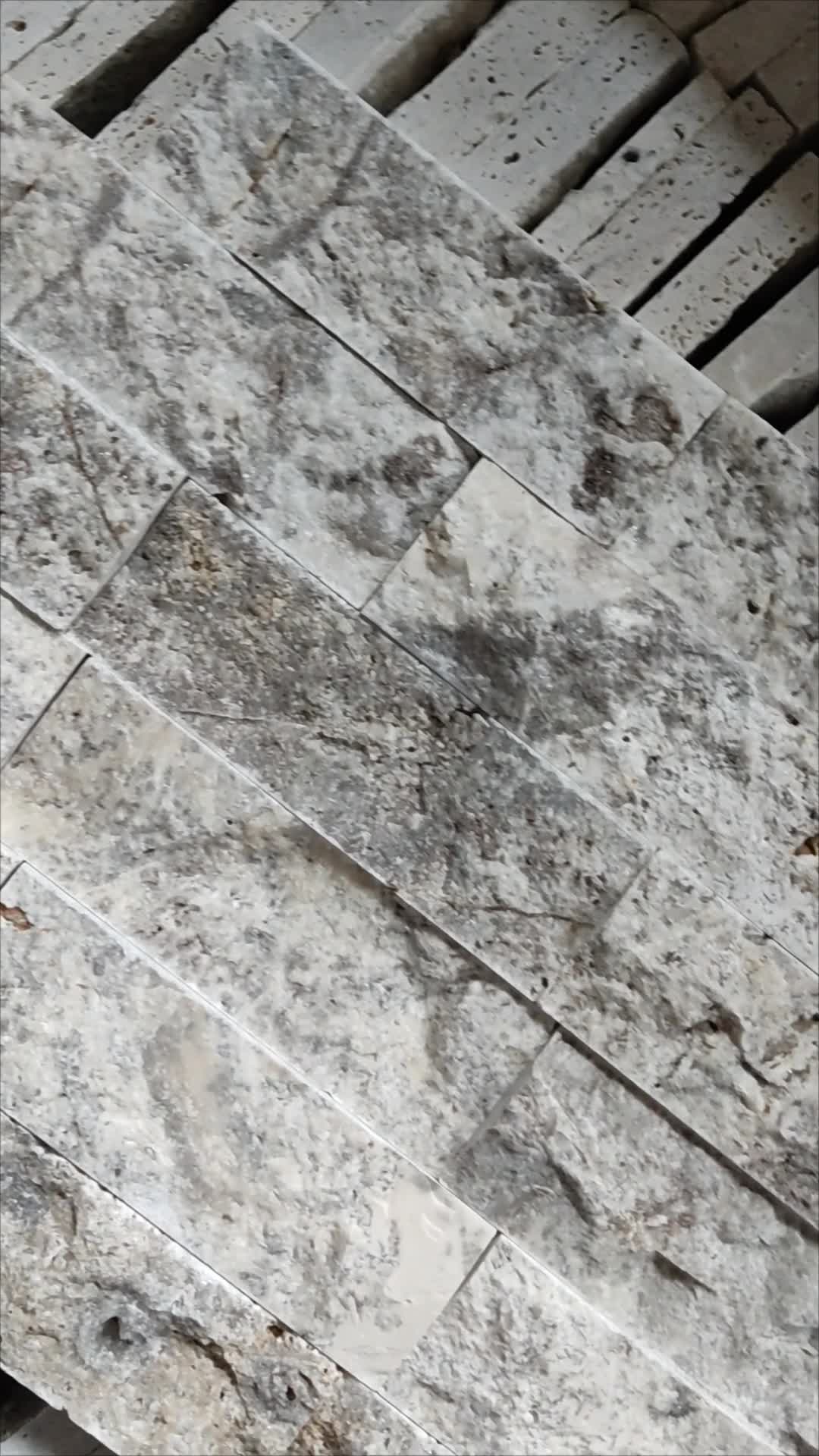 Afyon Silver Travertine Split Face Stone Veneer