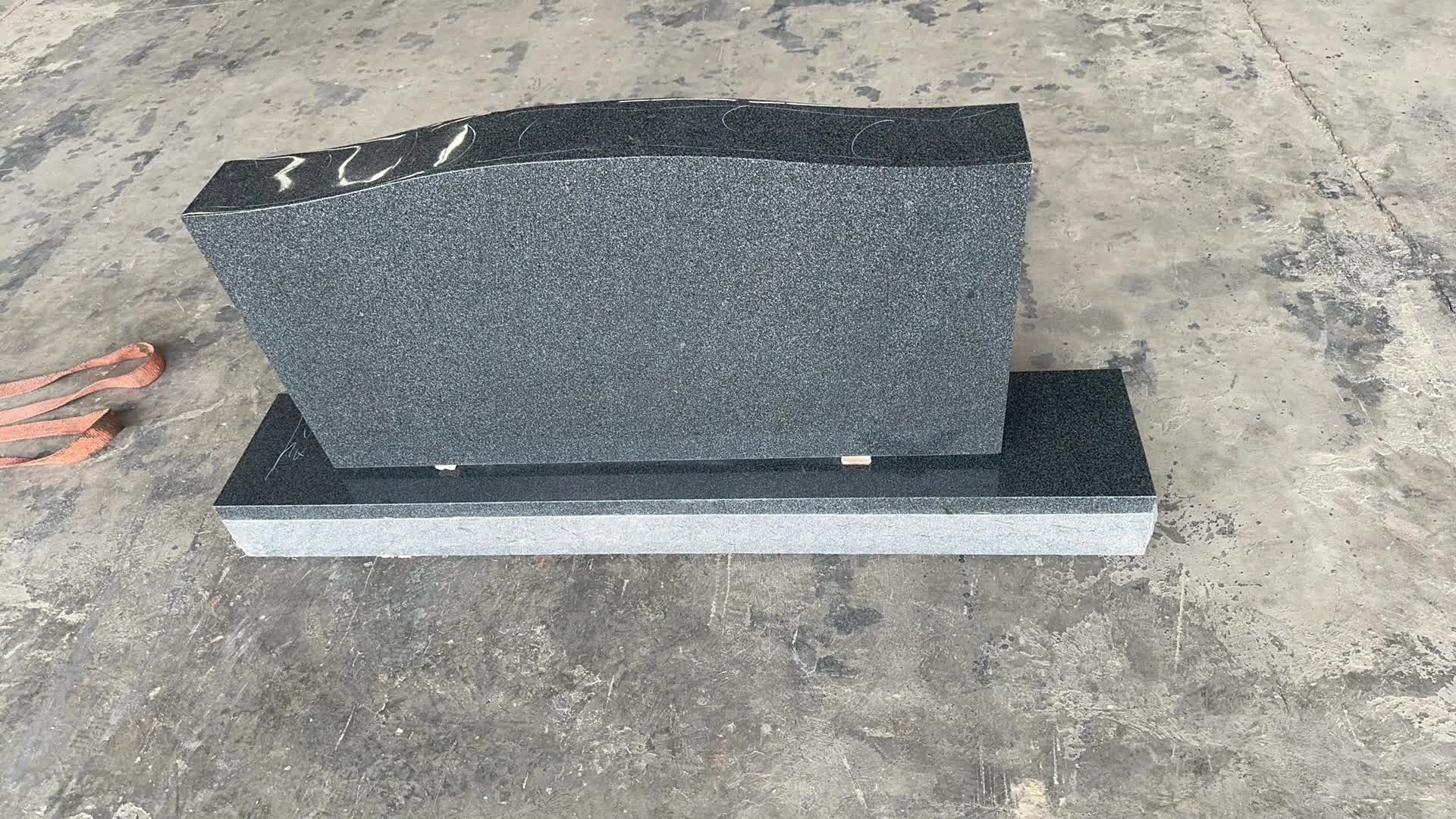 Serptine Upright Top Tombstones Grey Granite