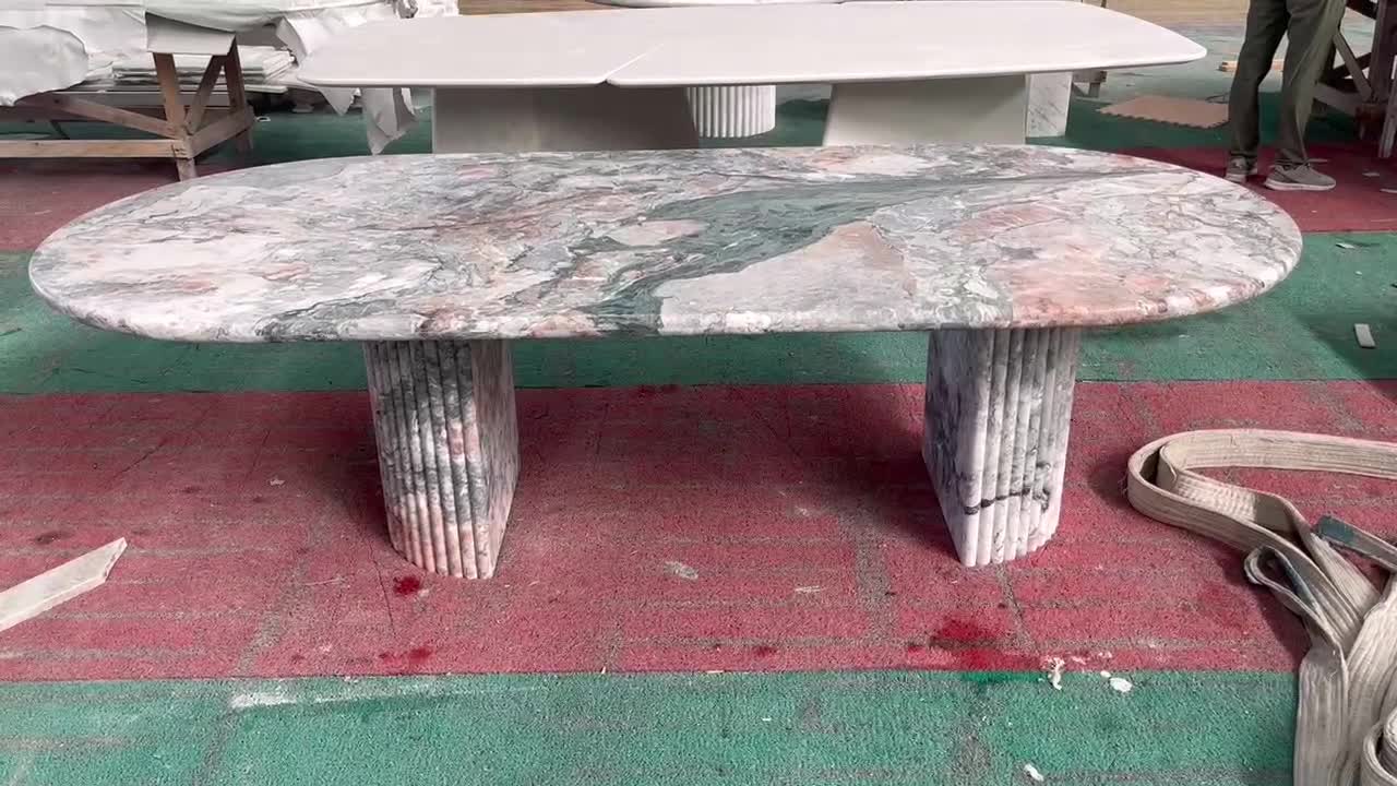 Marble Coffee Table Fluted Finish