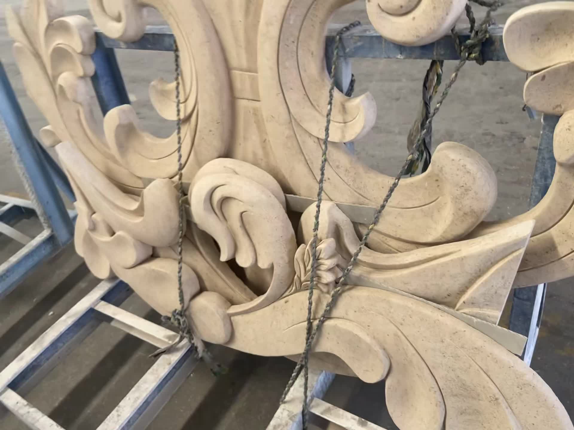 Beige Limestone Building Ornaments In Engraved 3D Scuplture