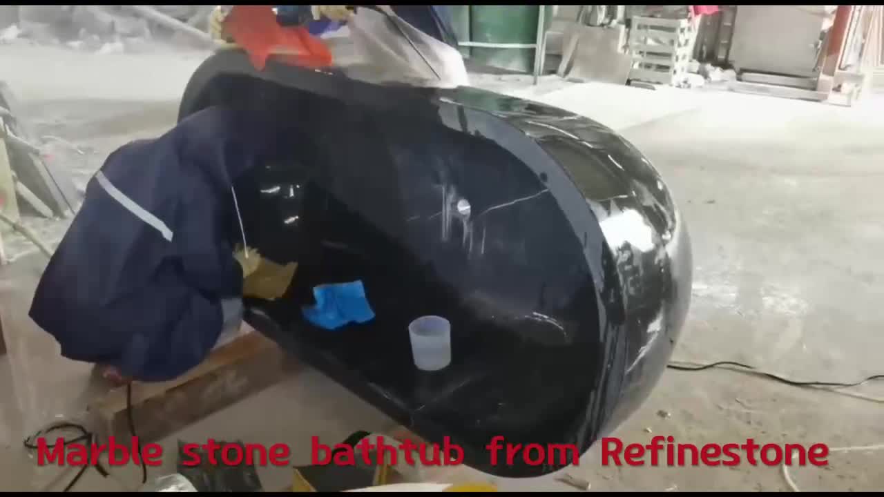 Modern Stock  Oval Shape Juparana Granite Bathtub