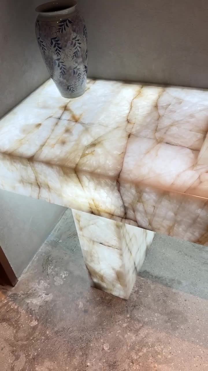 Backlit Cristallo Quartzite Vanity Sink  Bath Top