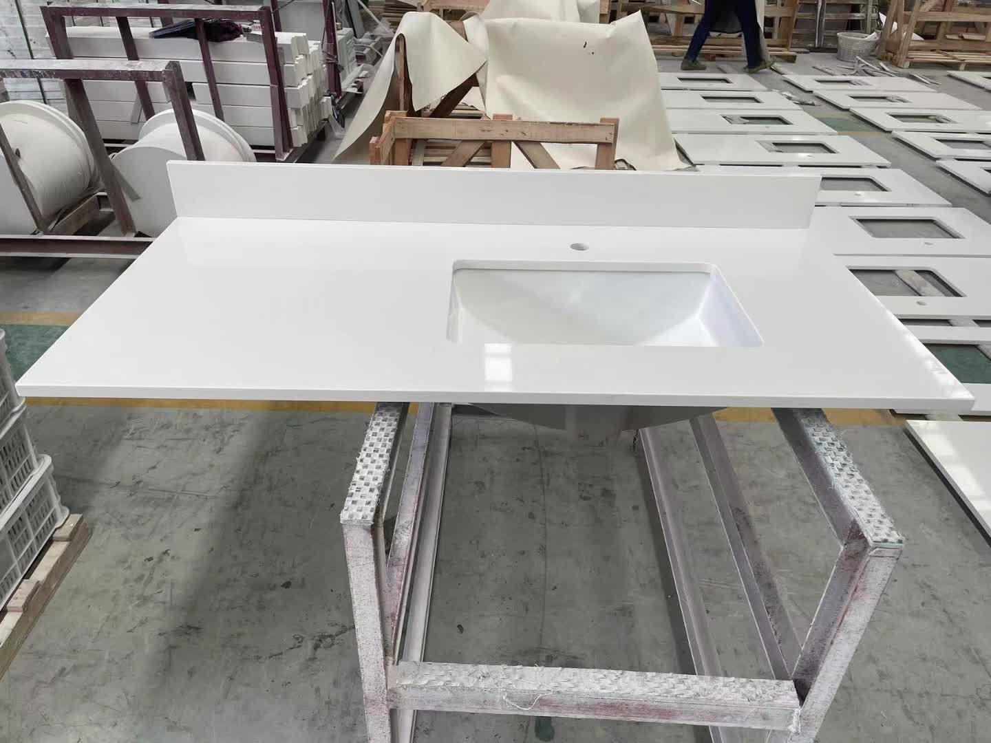 Pure White Quartz Bathroom Vanity Tops