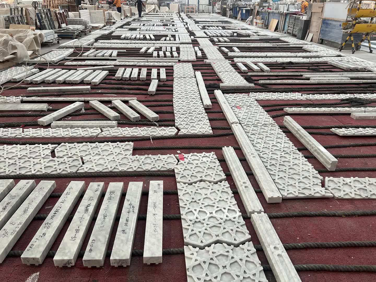 Carrara White Marble Wall Panels,  Laser Engraving