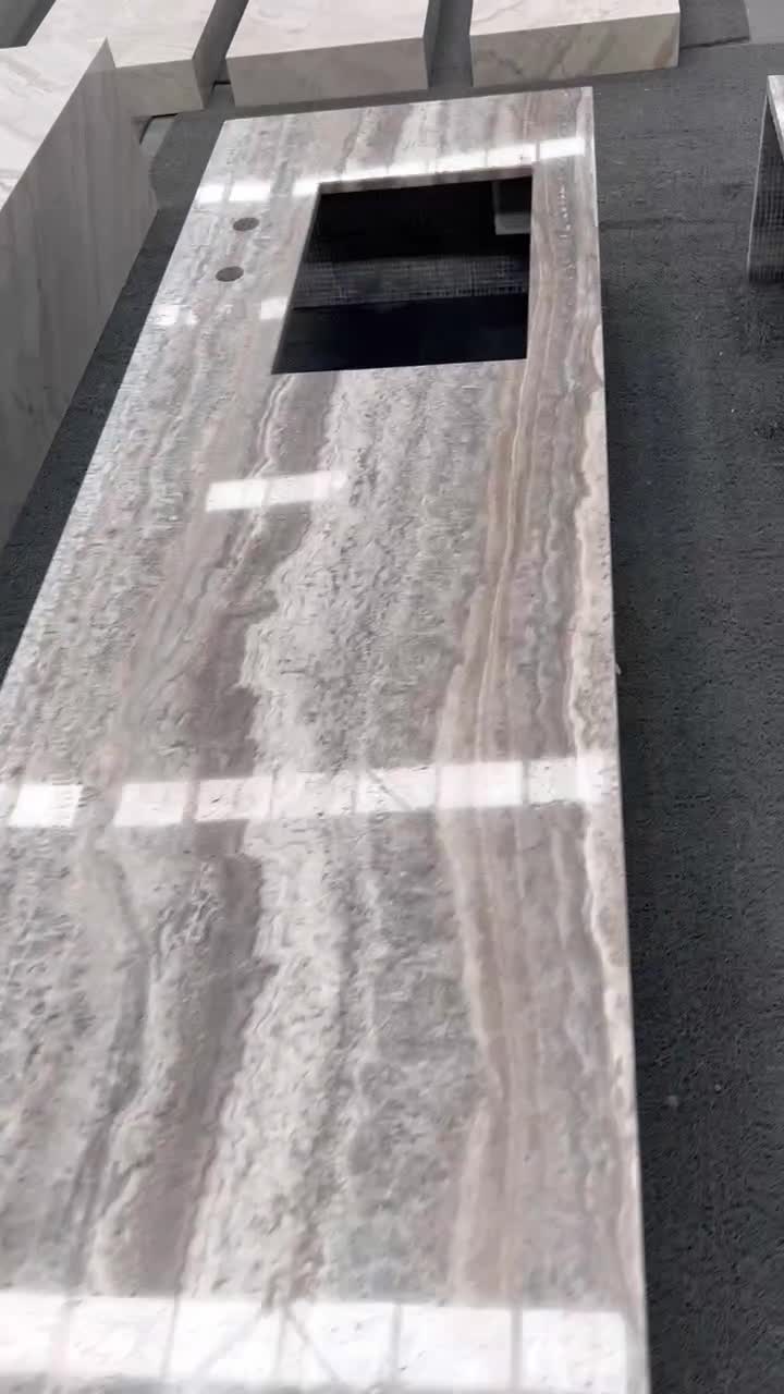 Persian Silver Travertine Polished Vanity Tops