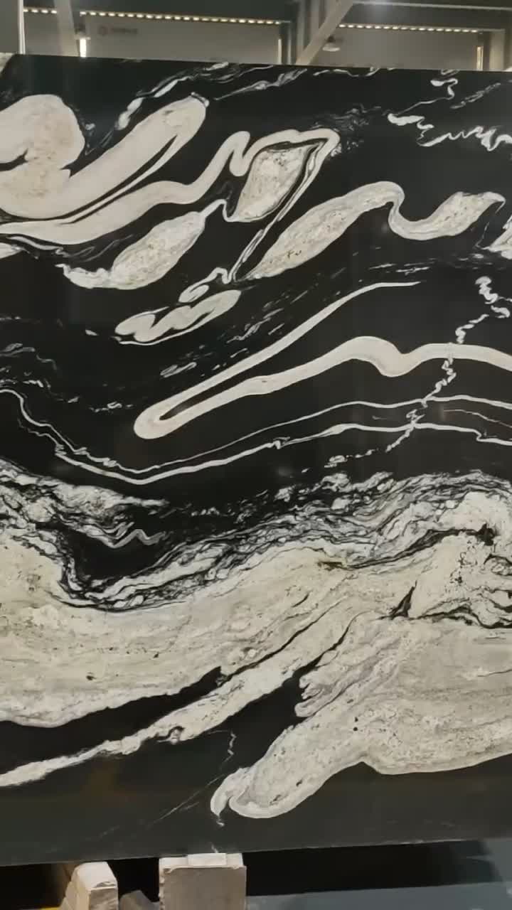 Brazil Black Manhattan Granite With White Veins Slabs