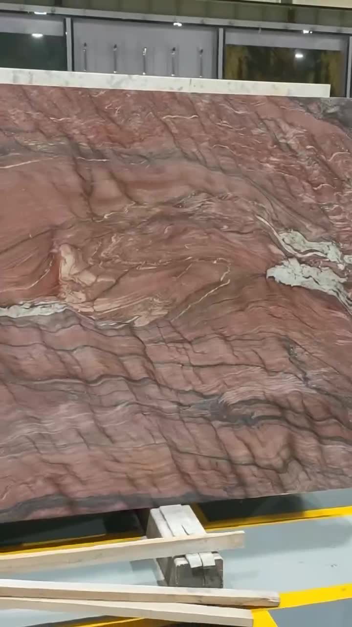 Brazil Exotic Stone Red Revolution Wave Quartzite Slabs