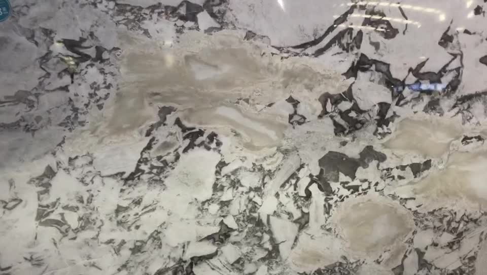 Polished White Caribbean Island Marble Dining Table Top