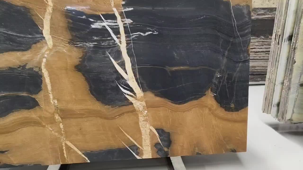 Golden Black Quartzite Slabs Polished Surface 20MM