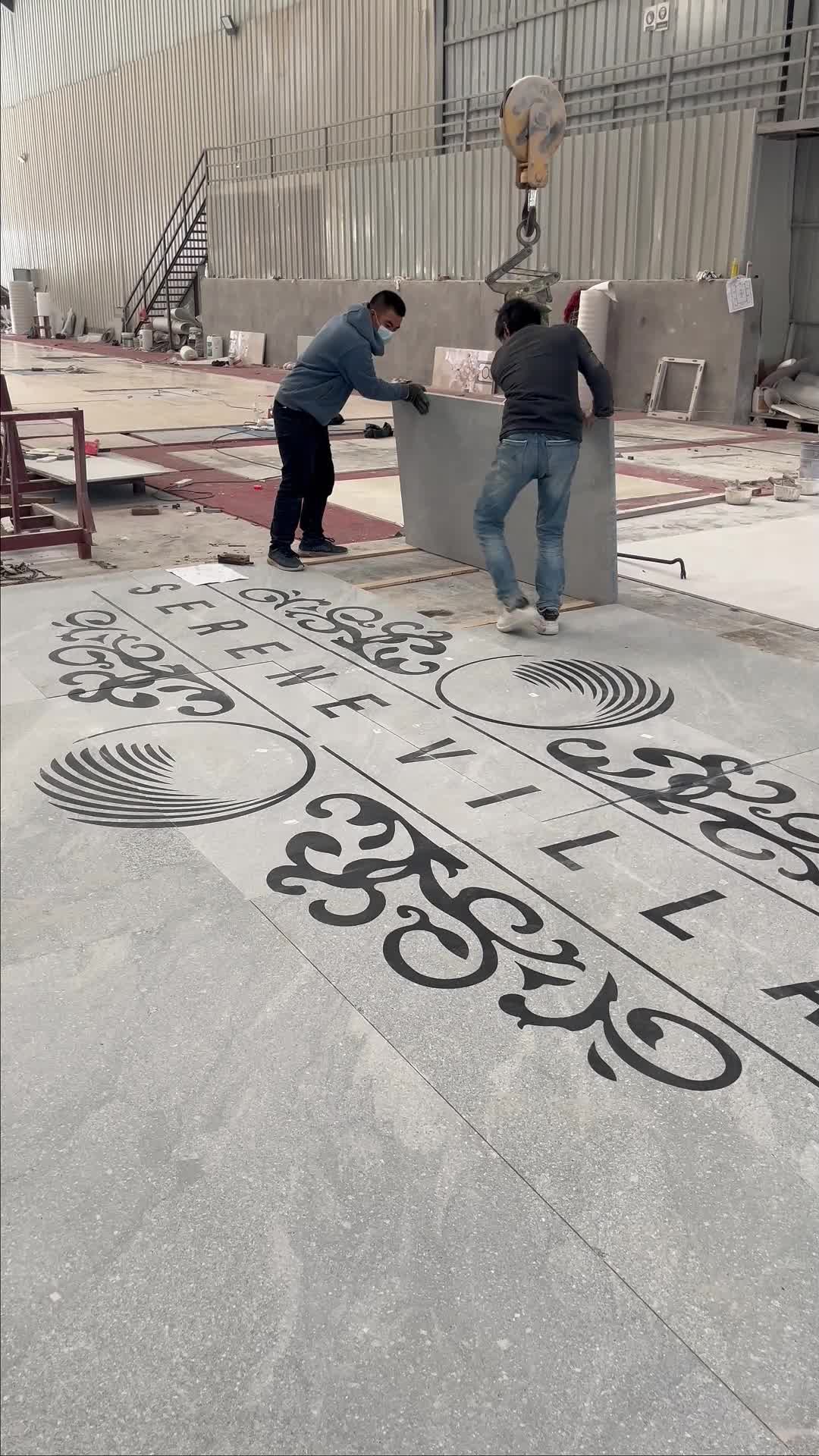 Granite Waterjet Medallions Pattern Logo Outside Flooring