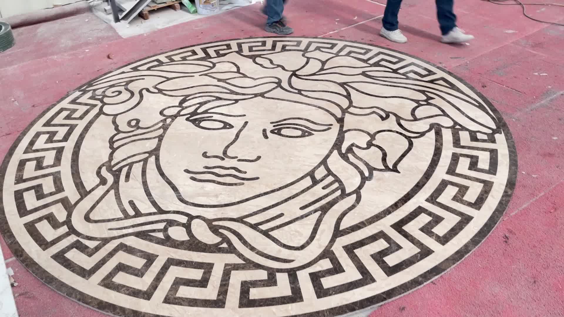 Versace Marble Logo Customized Waterjet Medallions Pattern
