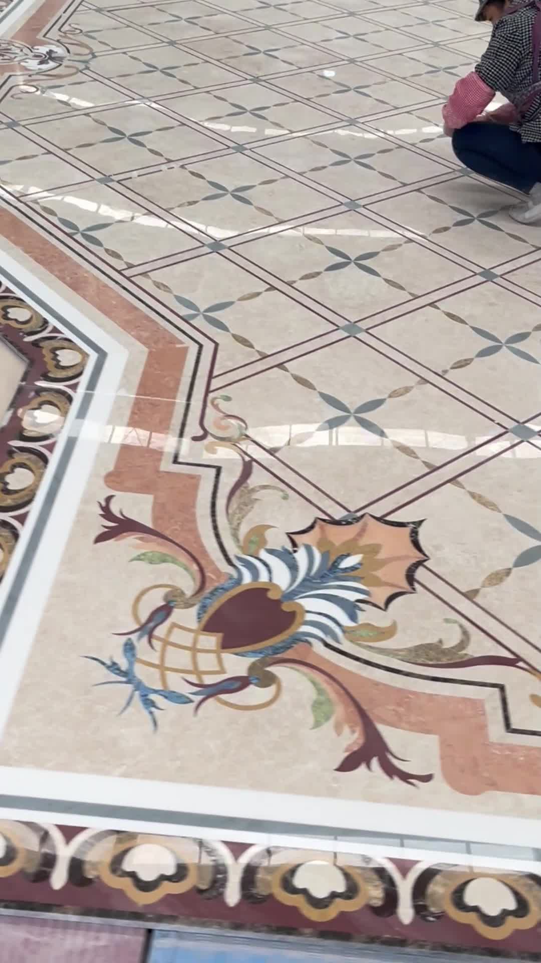 Waterjet Marble Medallions For Hallway Floor Inlay Pattern