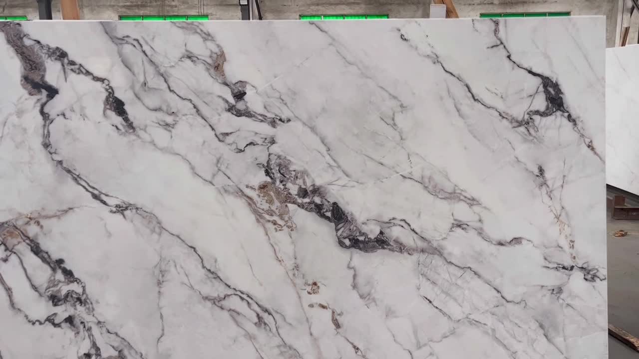 3D Printed Full Veins Calacatta Quartz Slabs