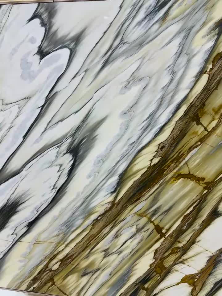 Calacatta Oyster Gold Marble Slab Tiles For Interior Design