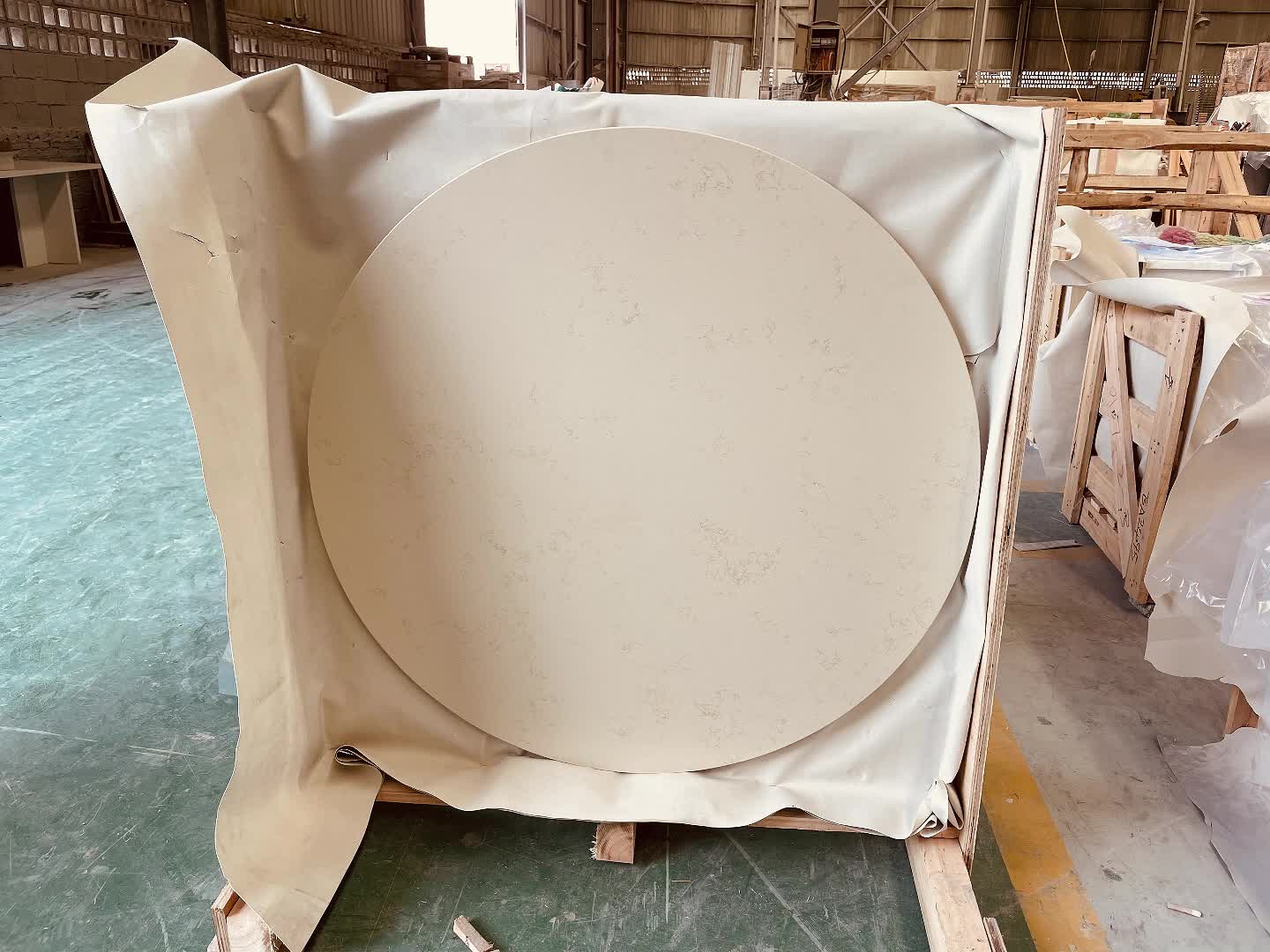 Beige Quartz Stone Round Table Tops