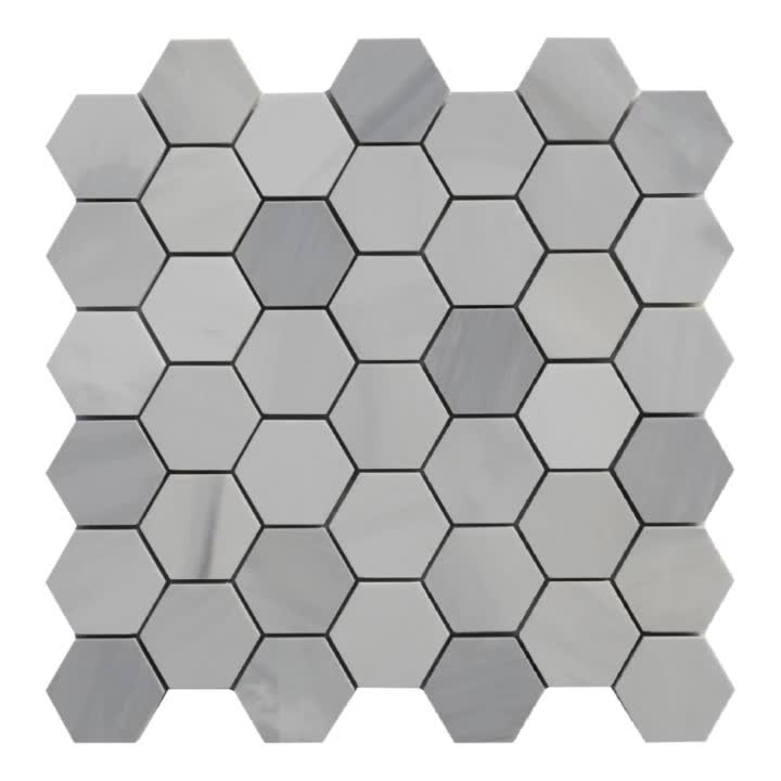 Ritz White Ritz Gray Hexagon Mosaic Tiles