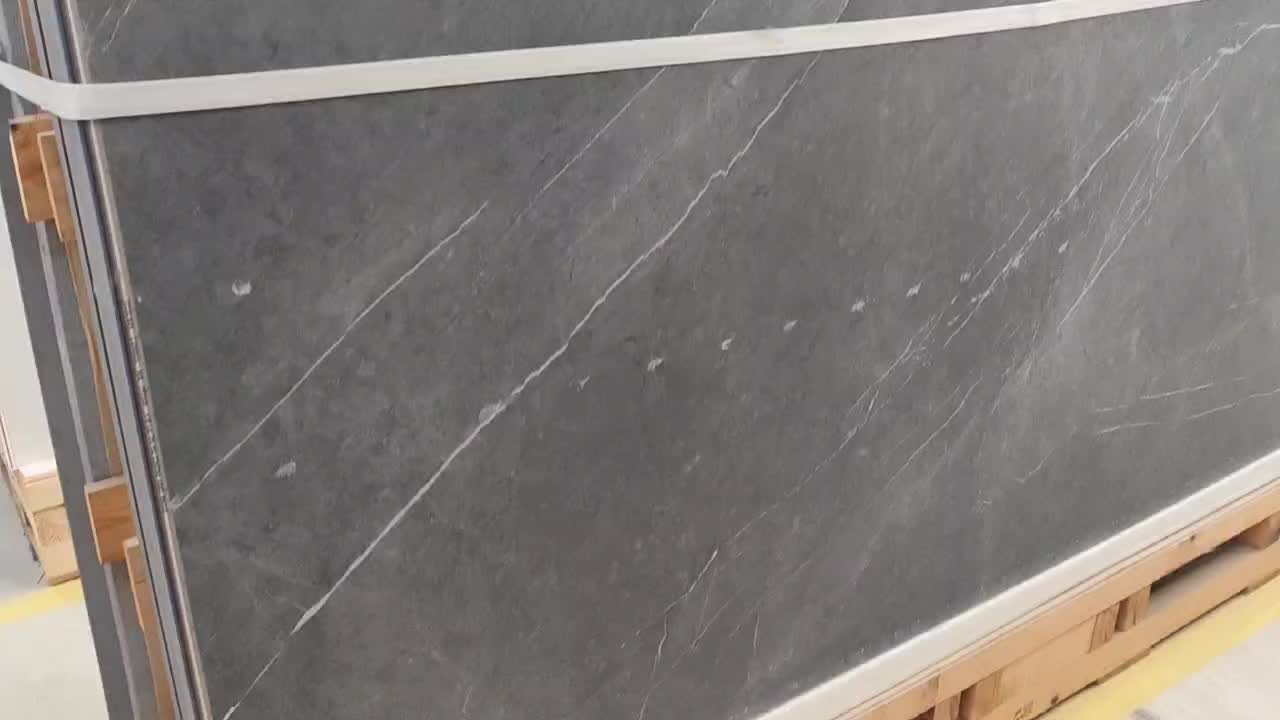 Cloudy Grey Sintered Stone Slabs For Bathroom Flooring