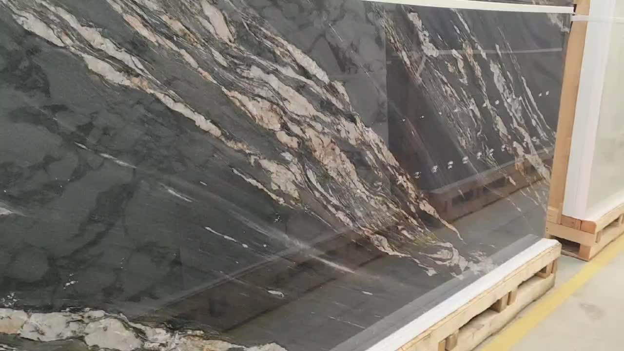 Gold Magma Sintered Stone Slabs For Accent Wall