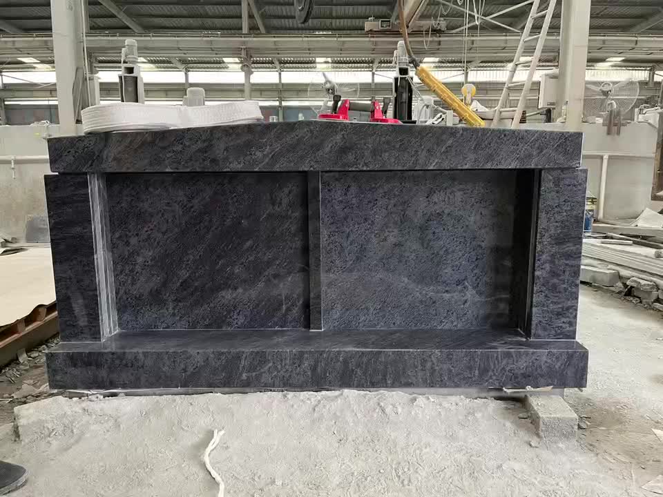Bahama Blue Granite Polished Double Crypt Mausoleum