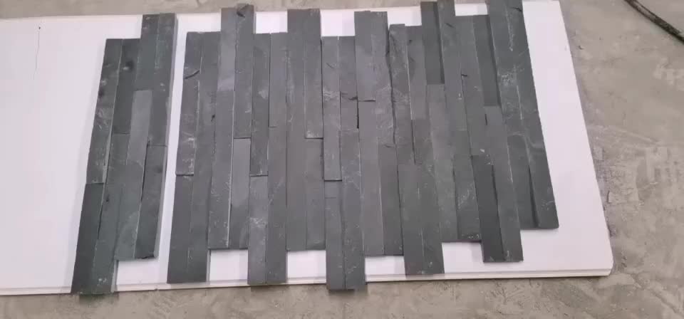 China 10*36CM Black Split Z Interlocking Slate Ledger Panels