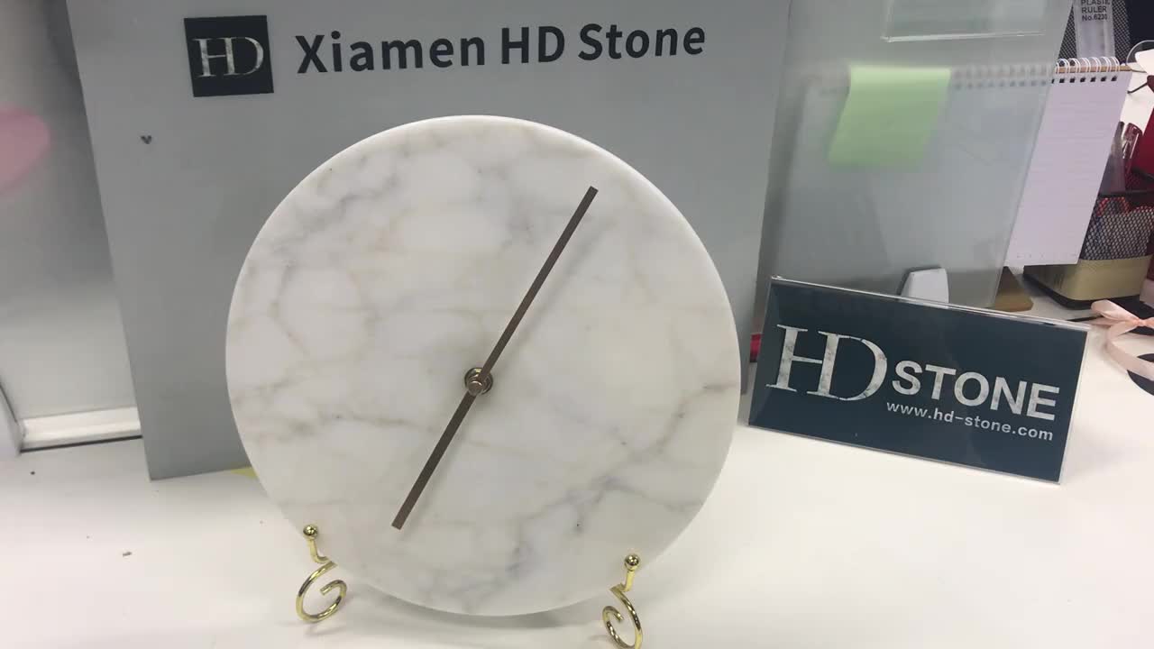 Carrara White Marble Round Wall Clock Gift Handicraft