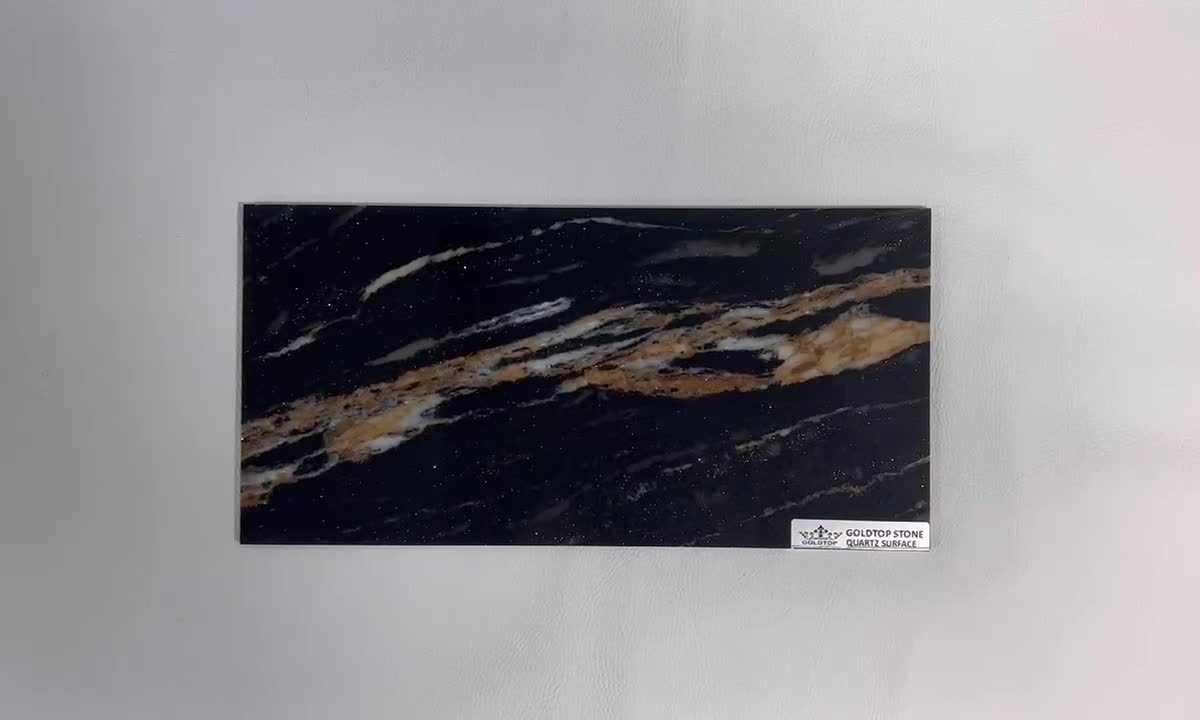 5126 Titanium Satin Black Quartz Slabs With White Veins
